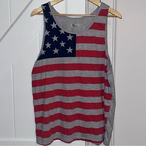 Gray and Red Striped Tank Top with Star American size XL
